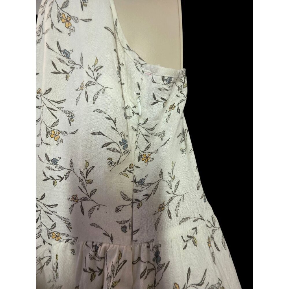 Linen Blnd Floral Midi Dress Sz S Racerback White Botanical NEW Universal Thread - Picture 5 of 9